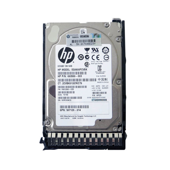 HP Disco 600GB 6G SAS 10K 2.5inch SC ENT P/N 652583-B21