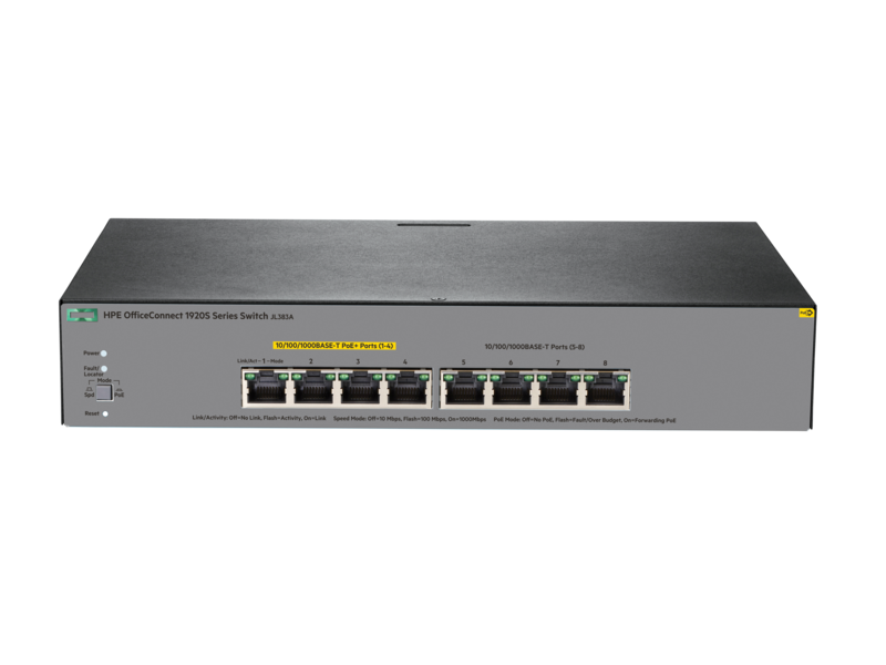 HPE OfficeConnect 1920-8G PPoE+ 4xRJ45 / POE+ 4xRJ45 - 10/100/1000 MPN JL383A