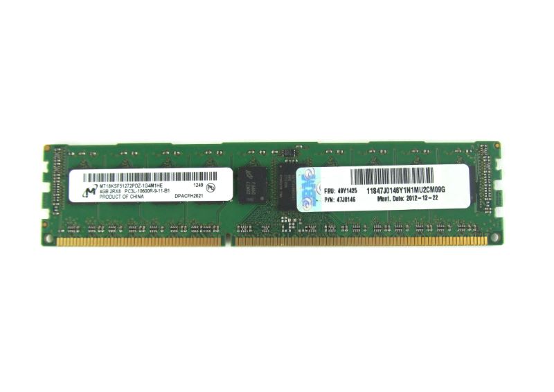 4GB (1x4GB, 2xR8, 1.35V) PC3L-10600 CL9 ECC DDR3 1333MHz LP RDIMM P/N 49Y1407