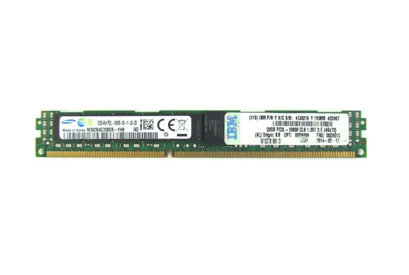32GB (1x32GB, 4Rx4, 1.35V) PC3L-10600 CL9 ECC DDR3 1333MHz VLP RDIMM P/N 00D5008